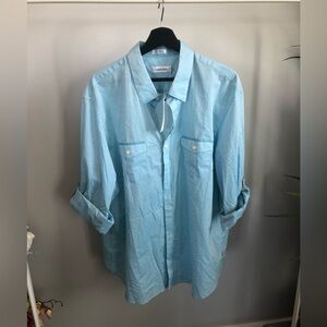 Calvin Klein Sky Blue Relaxed Button-Up Shirt
